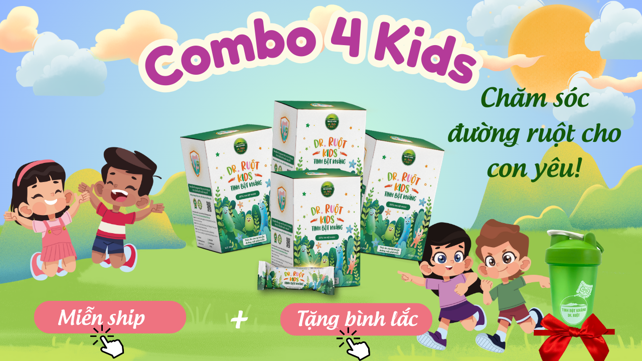 Combo 4 hộp tinh bột kháng Dr. Ruột Kids 18%