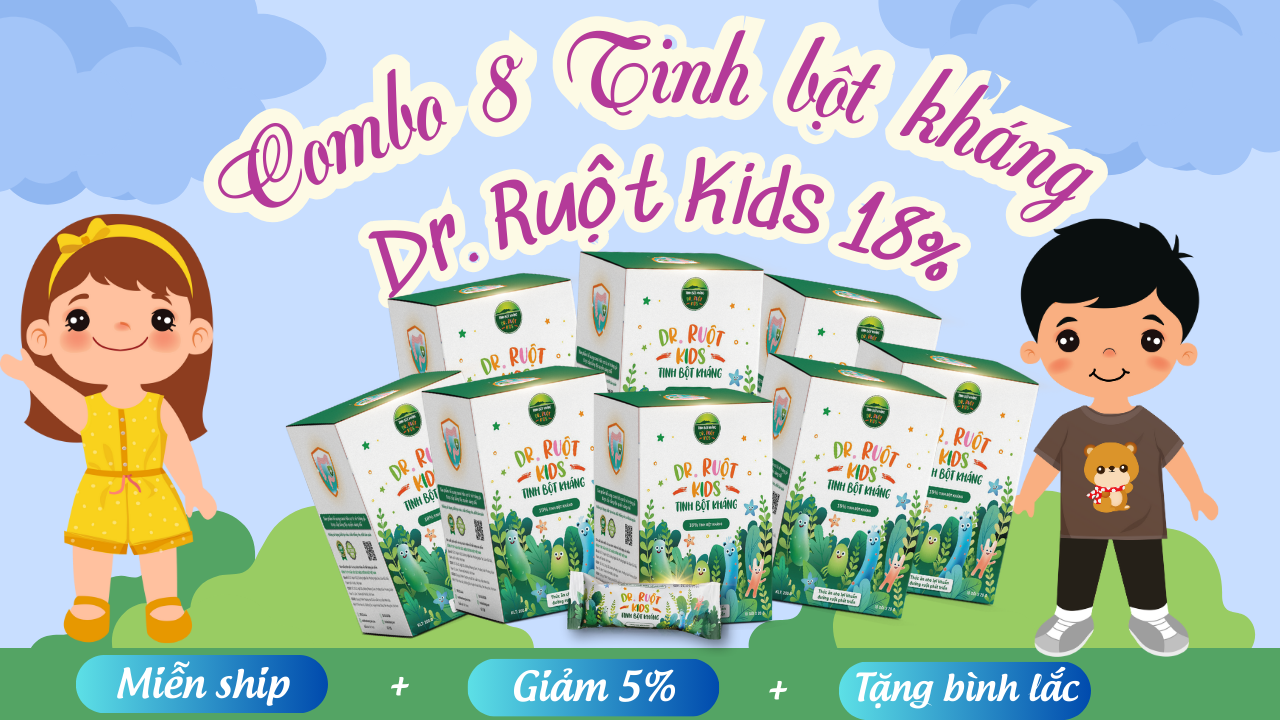 Combo 8 hộp tinh bột kháng Dr. Ruột Kids 18%